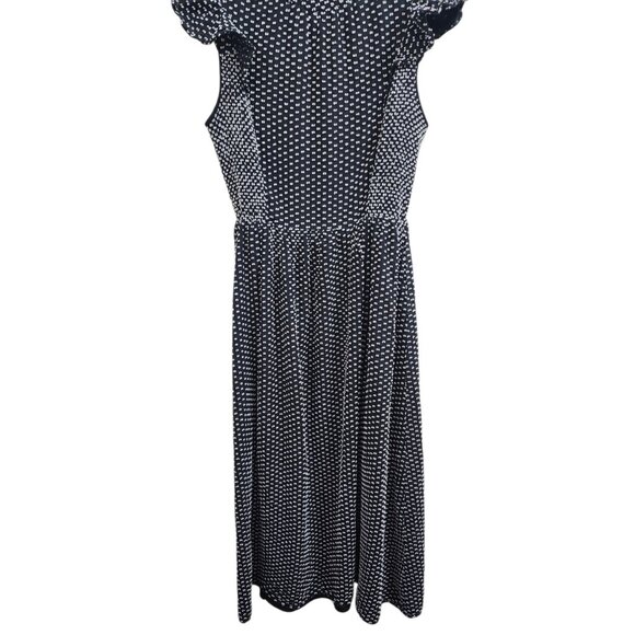 Kate Spade Clip Dot Midi Dress Black White High Neck Ruffle A-Line Silk Blend 6 - Picture 5 of 15